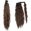 AYNKH 20Inch Extension coda di cavallo ondulata, estensioni sintetiche dei capelli ricci oro marrone nero, nastro adesivo riutilizzabile Hairpieces naturale spessa per le donne ragazze partito