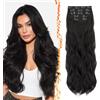 BARSDAR 60cm Sintetici Layered Ondulati Nero Marrone Clip Extension Capelli | 5PCS Layered Soft Wave, Lace Weft, Setosi Morbide Voluminosi Leggeri, Easy Wear Confortevole Fit,Tangle-free Aspetto Naturale