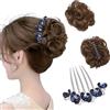 BKEPDY Acconciatura a Chignon Coda Capelli Extension Elegante Extension Capelli Clip con Forcina Naturalmente Vaporoso per l'Uso Quotidiano Incontri Appuntamenti (Marrone Chiaro)