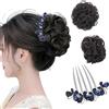 BKEPDY Acconciatura a Chignon Coda Capelli Extension Elegante Extension Capelli Clip con Forcina Naturalmente Vaporoso per l'Uso Quotidiano Incontri Appuntamenti (Marrone Curo)