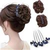 BKEPDY Acconciatura a Chignon Coda Capelli Extension Elegante Extension Capelli Clip con Forcina Naturalmente Vaporoso per l'Uso Quotidiano Incontri Appuntamenti (Marrone Intenso)