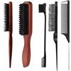 Polly Online Spazzola Setole Cinghiale, 5 Pcs Spazzole per Styling Capelli,Slick Back Brush, per Styling di Capelli e Barba