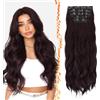 BARSDAR 60cm Sintetici Lunga Ondulati Rosso Scuro Clip in Extension Capelli | 5PCS Layered Soft Wave, Lace Weft, Setosi Morbide Voluminosi Leggeri, Easy Wear Confortevole Fit,Tangle-free Aspetto Naturale