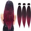 TESS 50 cm Extension per Treccine Africane Nero/Rosso, Capelli per Treccine Africane 3 Pezzi Extension Treccine 90g/Pezzi Treccine Africane Extension (Nero/Rosso-3 Pezzi)