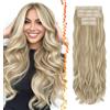 BARSDAR 60cm Sintetici Layered Ondulati Dirty Biondo Clip Extension Capelli | 5PCS Layered Soft Wave, Lace Weft, Setosi Morbide Voluminosi Leggeri, Easy Wear Confortevole Fit,Tangle-free Aspetto Naturale