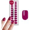 DOONAILS® Set di 30 unghie finte a pressione in gel morbido Acai Berry - Short Square Bright Berry - Unghie adesive a copertura completa, 15 misure, 7-14 mm, 16 mm di lunghezza