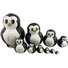 Winterworm Set di 10 pinguini-matrioska, Impilabili, Dipinti a mano, In legno, Giocattoli per bambini, Decorativi