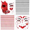 DPKOW Tatuaggio Viso Diavolo con Brillantini Viso, Halloween Tatuaggio Temporaneo Diavolo Accessori per Costume di Halloween Trucco per Uomini Donne e Bambini Tatuaggi Finti