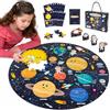 BONNYCO Puzzle Bambini XXL Sistema Solare da 70 Pezzi Grandi. Puzzle Gigante Rotondo con Pianeti, 58 x 58 cm, 15 Carte, 4 Figure 3D, Guida. Gioco Educativo, Regalo, Giochi Bambino 4 Anni