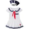 Lito Angels Children's Apparel Lito Angels Costume Marinaia Bimba Vestito Onesie Nautico con Cappello Outfit Halloween Carnevale Festa Compleanno Servizio Fotografico Estate Mare