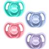 Tommee Tippee Ciuccio in silicone ultra leggero, design ortodontico simmetrico, senza BPA, design monopezzo, 18-36 m, confezione da 4 ciucci