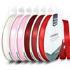Vaessen Creative Nastri Colorati 9 mm x 10 m - Nastrino per Bomboniere, Nastro Decorativo per il Fai-da-te - Decorazioni Matrimonio e Scatole - Amore/San Valentino Colorati - 6 pz