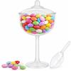 Decoraparty Calice Porta Confetti + Coperchio + Paletta Trasparente, Bicchiere Coppa Centrotavola con Cucchiaino, da Tavola per Caramelle Cioccolatini Confettata 16 x 30,5 cm