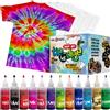 KOOL KRAFTS Kit tie dye, all-inclusive, con 12 colori vivaci, 4 magliette bianche, perfetto per bambini e adulti, divertenti forniture per feste Tie Dye, kit per bambini dagli 8 ai 12 anni, kit tie