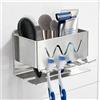 VINATO Porta Spazzolino Elettrico da Muro Portaspazzolini da Bagno Portaspazzolino da Parete Porta Spazzolini Elettrici Porta Spazzolini Elettrici Portaspazzolini Organizer per Bagno, Argento