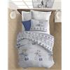 PENSIERI DELICATI Parure Copripiumino Singolo 100% Cotone, Completo di Sacco 155x200cm e 1 Federa 52x82cm, Made in Italy, Copripiumino Lavabile In Lavatrice A 40°, Fantasia Renne Blu