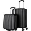 R.Leone Valigia 55x35x25 + 40X30X20cm Trolley Bagaglio a Mano 2 Ruota in ABS Wizzair Vueling Air Asia Air France ita airways KLM 318 (Nero, Valigia 55x35x25 + 40X30X20cm)