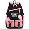 Roffatide Kpop Stray Kids Backpack Studenti Borsa duratura con più tasche Zaino a spalla della scuola superiore media per gli adolescenti Fans Stay Regali Rosa C