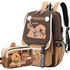 JIABAOZ Zaino Capibara Scuola Elementare, Zaino per Bambino Capibara con Astuccio e Portachiavi, Cartone Animato Borsa Scuola di Grande Capacità per Ragazze e Ragazzi (I)
