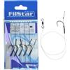 PRO FILSTAR Set di 5 Ami da Pesca N4 con Filo Trecciato 25 cm e Girelle