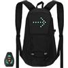 generic Zaino da ciclismo da 15 l, con luci direzionali LED, lampeggianti USB ricaricabile, impermeabile, telecomando wireless per sicurezza notturna, attrezzatura sportiva, nero, Talla única, Classico