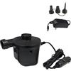 TIANHENGMart Pompa ad aria elettrica da 12 V per auto con adattatore AC per casa per materassi e giocattoli da piscina, flusso veloce 300 l/min, sgonfiatore portatile con 3 ugelli nero (A)