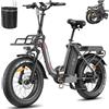 Fafrees Bici Elettrica Pieghevole 20×4.0 Fat Tire EBike 48V30Ah Batteria Rimovibile 7 Velocità Bicicletta Elettrica Uomo Donna Adulti, Freni a Disco Meccanici, Grigio, con Borsa Anteriore