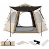 Yunhgft Impermeabile Up Automatica per Campeggio Famiglia - Instzione Rapida per Esterni - per spiaggia, Tenda esagonale in nero-colla 3-4 persone - Oro Sabbia mobile, 3-4 persone