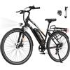 HITWAY Bici Elettrica 27,5/28 con Motore Centrale/Mozzo Posteriore, 250W, Batteria 36V 13Ah Amovibile, Autonomia Max 180 km, 7 Marce, E-Bike Città Trekking per Adulti Uomo/Donna