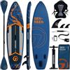 GENREEN Tavola da paddle gonfiabile, 11 x 33 extra larga, con accessori SUP, staffa per fotocamera, base all-round per tutti i livelli di abilità (blu oceano W/seat)
