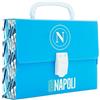 PRESTIGE & DELUXE Cartella Valigetta Napoli Blu in polionda per la scuola primaria comoda e pratica Dim 38x27x8 cm + omaggio portachiave squadra