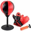 Hellery Punching Ball da Tavolo Palla da Sacco Velocità Gioco in Similpelle Pu con Molla in Acciaio E Fissaggio a Ventosa con Pompa Adatto per Ufficio, Con Guanti