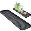 Rkixlix Organizer Lavello Silicone, 40.5x11.5x1.5cm Vassoio Organizer in Silicone Multifunzionale Antiscivolo per Cucina e Bagno Vassoio da Bagno Rettangolare Vassoio Portasapone in Siliconi, Grigio