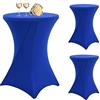 Teruntrue Confezione da 3 tovaglie rotonde in spandex blu da cocktail, 81 x 109 cm, angoli quadrati elasticizzati, per tavoli rotondi o feste di nozze, banchetti di compleanno (blu)
