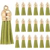 PATIKIL 1.5 Nappe Pelle Mini, 100Pz Ciondoli in Pelle Nappine Colorate Charm Portachiavi Con Cappuccio Dorato Per Decorative Borse Bracciali Creazione Gioielli Portachiavi, Verde Militar