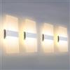 KICAAO 4 Pezzi Applique da Parete Interno,Acry LED Moderno Lampada da Parete, 12W Up Down Illuminazione da Parete per Camera da Letto Corridoio Soggiorno Scala (4PCS-3000K)