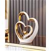 ODMYZG Statua in ceramica a doppio cuore,Elegante cuore per la decorazione,scultura decorativa per la casa,soggiorno,decorazione dell'ufficio,adatta come regalo.