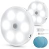 Aigostar 2 Pezzi 6500K Luce Notturna Bambini con Sensore di Movimento, Luce Armadio USB Ricaricabile con Striscia Magnetica Adesiva, 0.5W Luci Notturne per Camere da Letto, Corridoio, Cucina, Scale