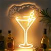 KADAFAGO Targa al neon a LED dimmerabile con motivo in vetro Martini, lampada da parete per bar di casa, cantina, pub, Man Cave e club, decorazione da parete come regalo per gli amanti dei cocktail