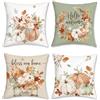 Bonhause Federe per Cuscini Zucca Autunno 45 x 45 cm Corona di Foglie Floreale Verde Arancione Velluto Morbido Decorativo per Divano Letto Casa Giardino Terrazza Set di 4