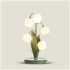 Generic Lampada da tavolo a forma di orchidea, lampada da tavolo con fiori di mughetto, stile classico cottage floreale, paralumi in vetro per soggiorno, lampada da comodino per camera da letto, soggiorno,