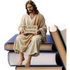 Generic Statuetta da scrivania di Gesù, statuetta di Gesù seduto in resina, realizzata a mano, con scritta I am with you always sign Jesus, statuette di Gesù, ornamenti da scrivania, decorazione per casa e