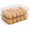 ZoeQide Set di 2 contenitori trasparenti per biscotti con coperchio e guarnizione, con data e manico, impilabili, adatti per conservare biscotti, verdure e fette di carne in casa
