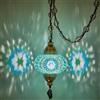 DEMMEX Lampada a sospensione a mosaico turco marocchino, lampada da soffitto con catena da 4,5 metri e spina, fatta a mano, prodotta in Turchia, Turchese Blu Verde