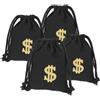 MaoNativey 4 Pezzi Borsa Porta Soldi con Simbolo Dollaro - Borsellino in Tela con Chiusura a Cordoncino (13x18 cm) - Per Costumi Cosplay, Halloween, Feste Western - Piccola Borsa in Stoffa per Monete e Gioielli