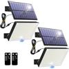 Topabol Faretto Led da Esterno Solare,Sensore Movimento,Bianco Freddo2Pezzi | 400LED Faretti Solari a led da Esterno, 5m Cavo, Telecomando, Luci Solari da Giardino 3 Modalità per Garage Cortile