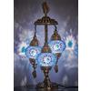 DEMMEX 2023 - Lampada da tavolo da comodino con 3 globi turchi e marocchini, stile bohémien, 53 cm, colore: Blu