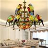 Generic Lampadario Tiffany in Stile Pappagallo, lampadario Vintage in Vetro colorato, lampadario a Sospensione in Stile Tiffany con Finitura in Bronzo Antico, Catena Regolabile, 12 Teste