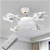 ZYWUOY Ventilatore da soffitto con luci e telecomando ZYWUOY, ventilatori a soffitto 3-4 teste LED, 3 velocità, ventilatore moderno, luce a 3 colori, regolazione dimmerabile senza scatti, temporizzazione 2