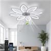 YuYe Ventilatore da soffitto con luce, moderno, con luce LED dimmerabile, ventilatore e telecomando, controllabile tramite app, silenzioso, design creativo a forma di fiore in acrilico per camera (90CM)